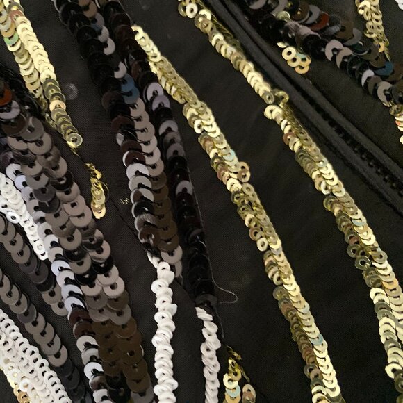 Halpern Sequin Striped Minidress 34 (0) in Dark - Picture 6 of 8